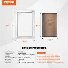 VEVOR Puerta para Mascotas con Sistema de Cerradura y Solapa 210x303 mm Blanca S