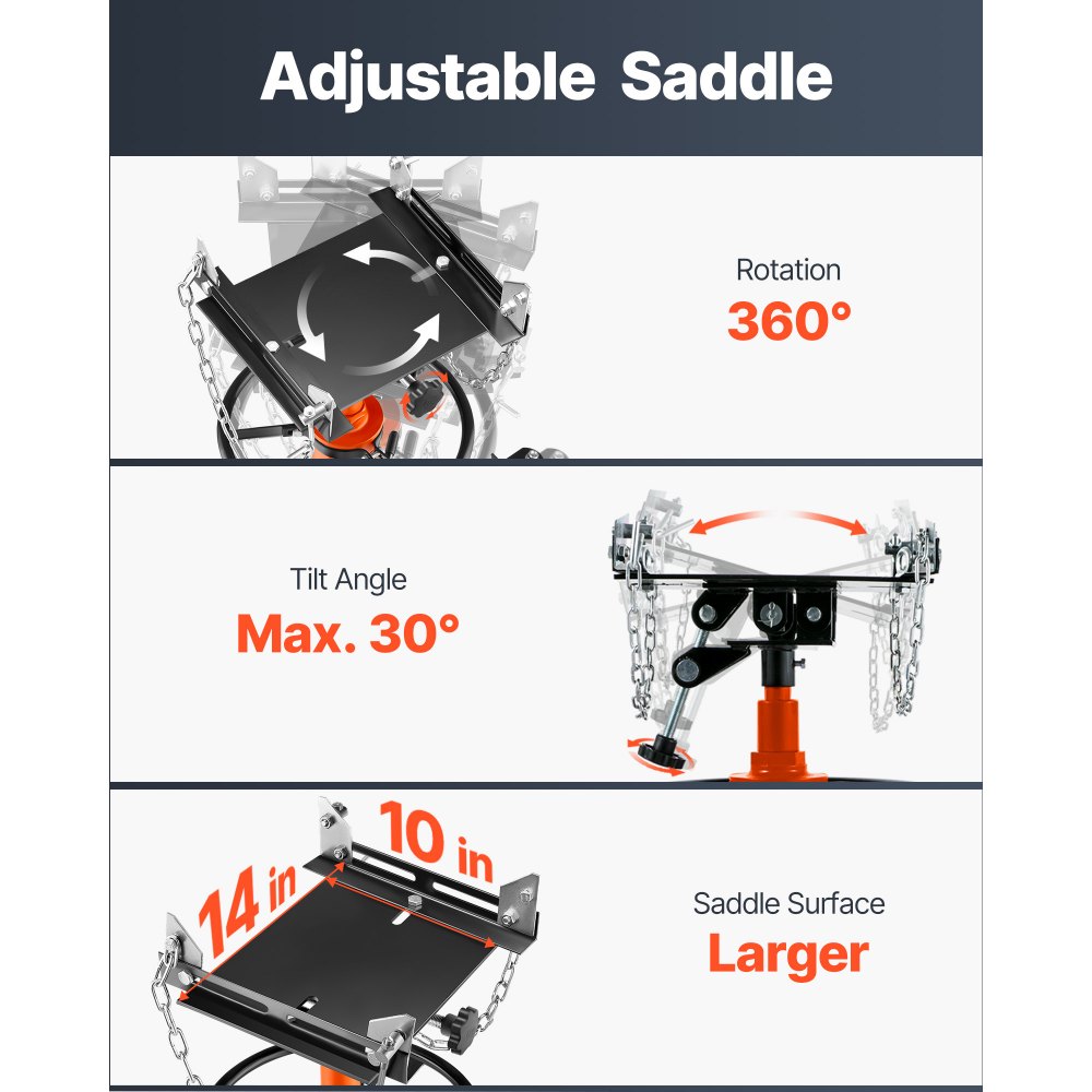 VEVOR Gato de Transmisión Hidráulico Capacidad de 0,5 t Elevador Carretilla Bomba Hidráulica de Pie de Elevación Acero Naranja 85 x 65 x 85 cm Gato Hidráulico Profesional Gato Mecánico para Coches