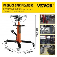 VEVOR Gato de Transmisión Hidráulico 1100 lbs Elevador Carretilla 43,5 kg