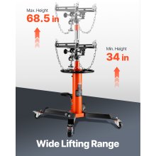 VEVOR Gato de Transmisión Hidráulica, Carga de Gato Telescópico 0,6 T Elevación Alta 87-174 cm con Pedal, Rueda Giratoria de 360°, para Elevar Caja de Cambios Mantenimiento Taller de Garaje