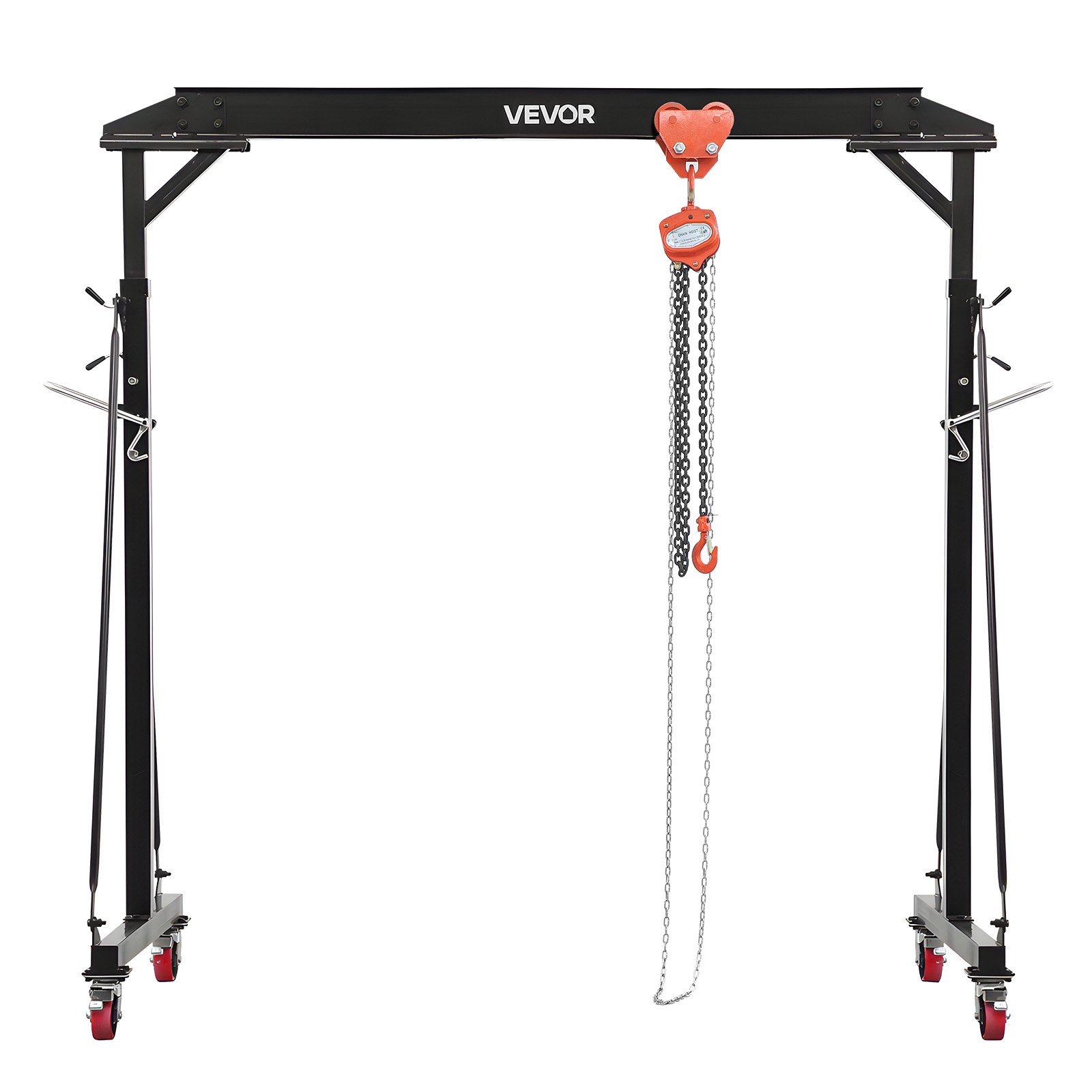 VEVOR Grúa Pórtico Capacidad de 997 kg, Grúa Pórtico Móvil con Carro Manual, Altura Ajustable de 243 a 363 cm, Ruedas con Bloqueo, Estructura de Acero para Garaje, Taller, Almacén y Cargas Pesadas