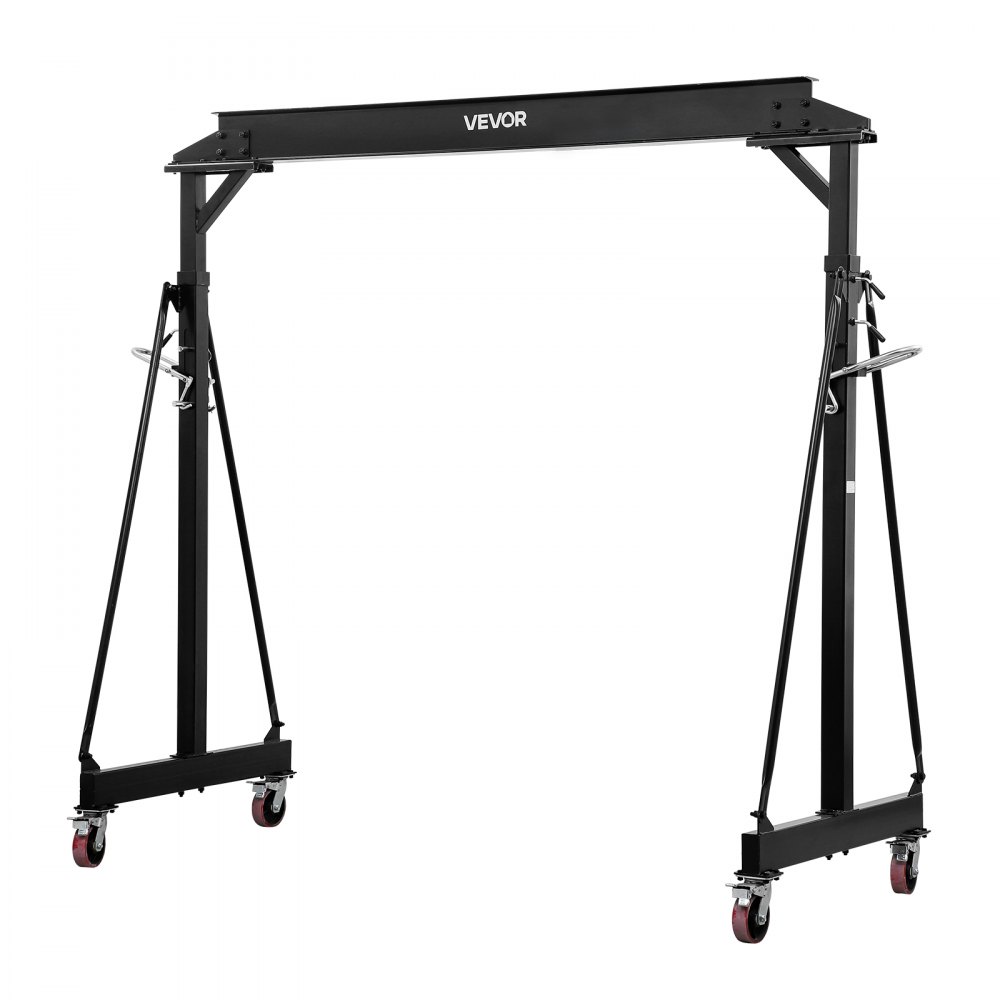 VEVOR Grúa Pórtico Capacidad de 2268 kg, Grúa Pórtico Móvil con Carro Manual, Ruedas con Bloqueo, Altura Ajustable de 255 a 375 cm, Estructura de Acero para Taller, Garaje, Almacén y Cargas Pesadas