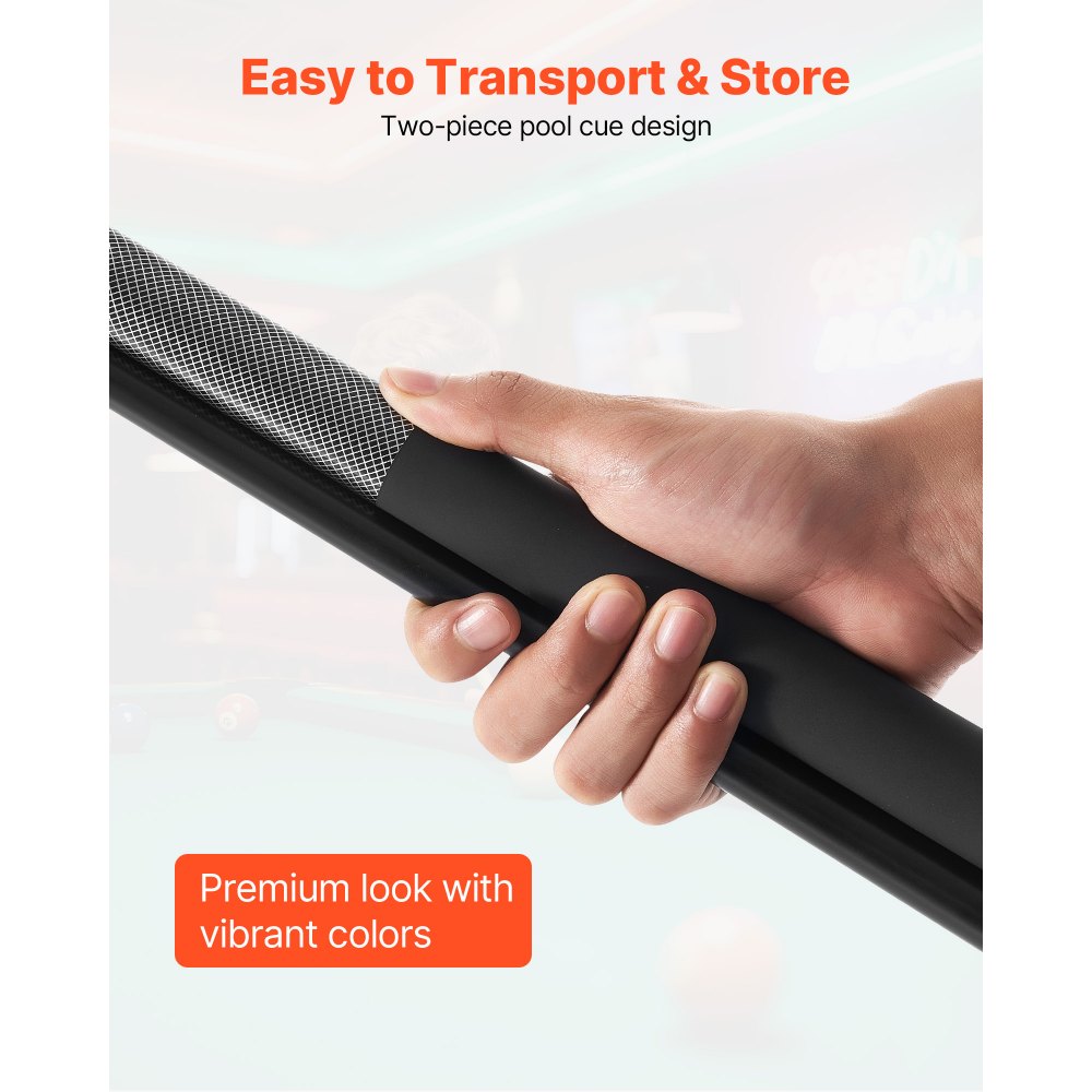 VEVOR Taco de Billar, 1473,2 mm/595 g, en Fibra de Vidrio con Punta Multicapa, para Bar, Hogar, Oficina, Juego de Billar Americano de 9 Bolas, Φ32 x Φ13 x 1480 mm, para Jugadores Agresivos, 1 ud