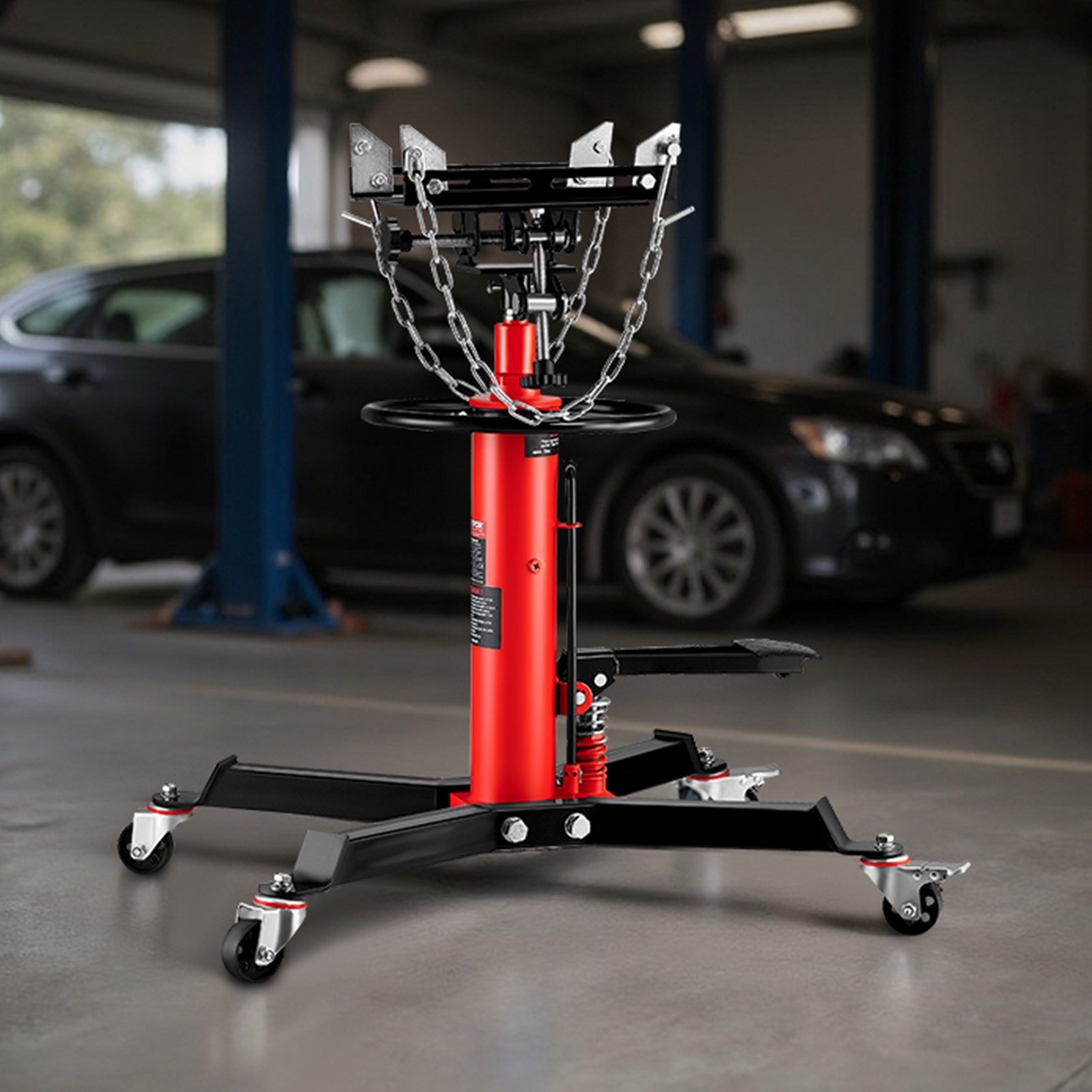 VEVOR Gato de Transmisión Hidráulico 1660 lbs Telescópico Vertical de Elevación 85 x 65 x 85 cm Rojo Acero Bomba Hidráulica de Pie de Elevación Gatos de Accionamiento Hidráulico de un Cilindro