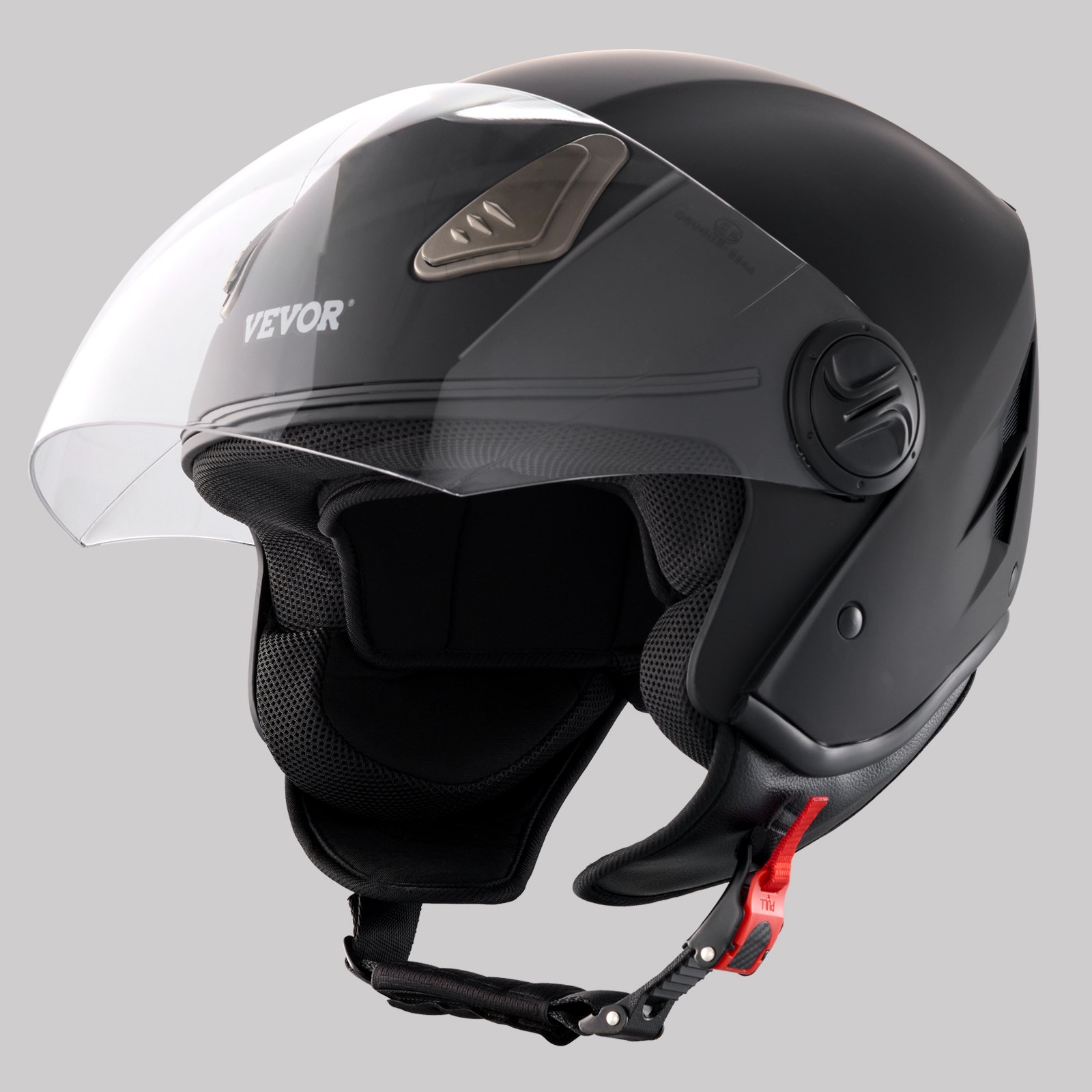 VEVOR Casco de Motocicleta, 3/4 Cara, ABS y de Alta Densidad con Ranura para Bluetooth y Lentes Intercambiables, Cómodo Casco de Motocross, Apto para Jóvenes y Adultos, 347 x 275 x 238 mm, L