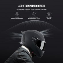 VEVOR Casco Integral para Motocicleta Comunicación Bluetooth 408 x 270 x 264 mm