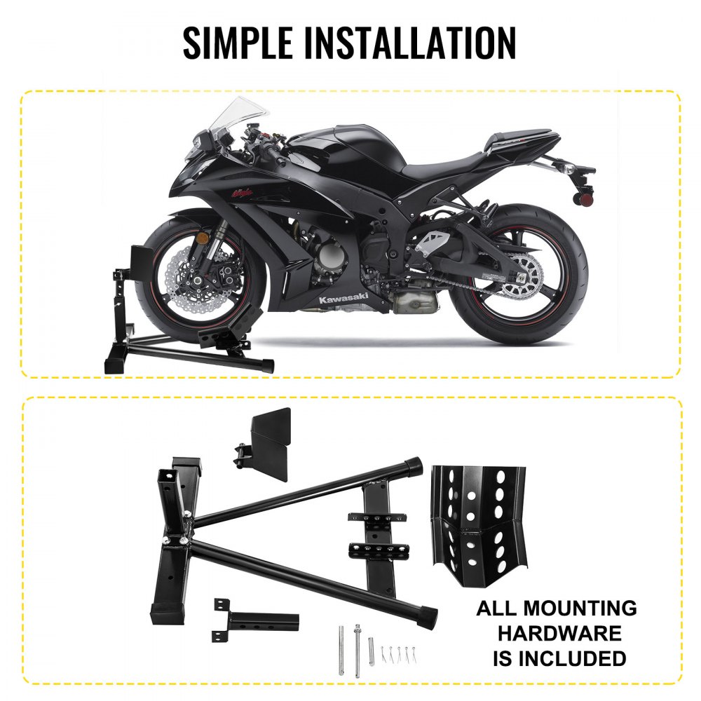 Vevor Soporte De Motos Rueda Carga Frontal Mordaza Motocicleta Para 254-533,4 Mm