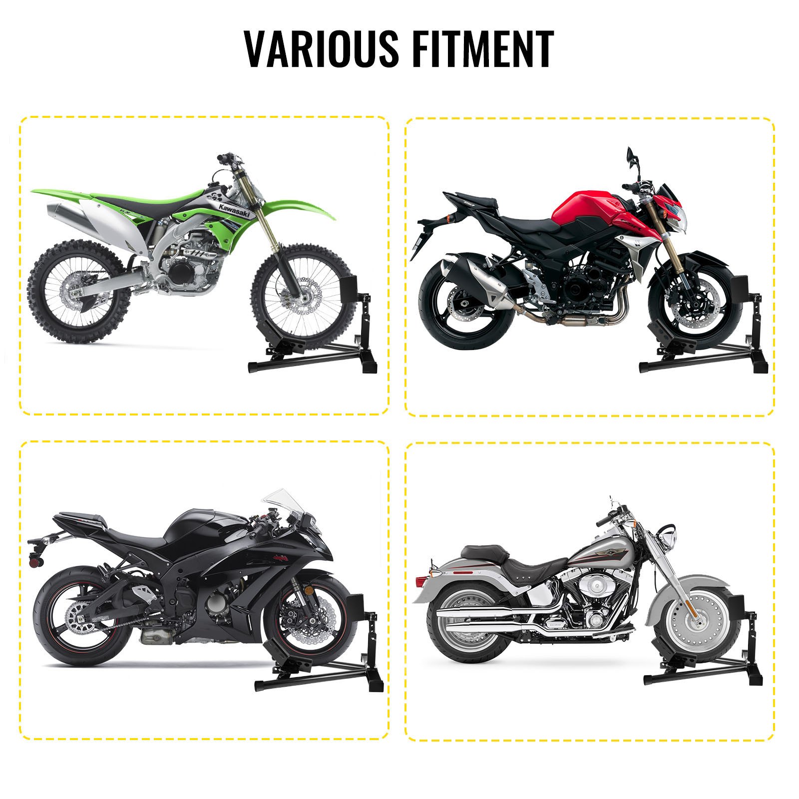 Vevor Soporte De Motos Rueda Carga Frontal Mordaza Motocicleta Para 254-533,4 Mm