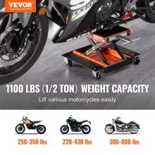 VEVOR Gato de Tijera para Moto Capacidad de 500 kg Elevador de Motocicletas Altura de Elevación 12-39 cm Elevador de Tijera de Acero Plataforma Antideslizante de 37x23 cm para Taller de Mantenimiento