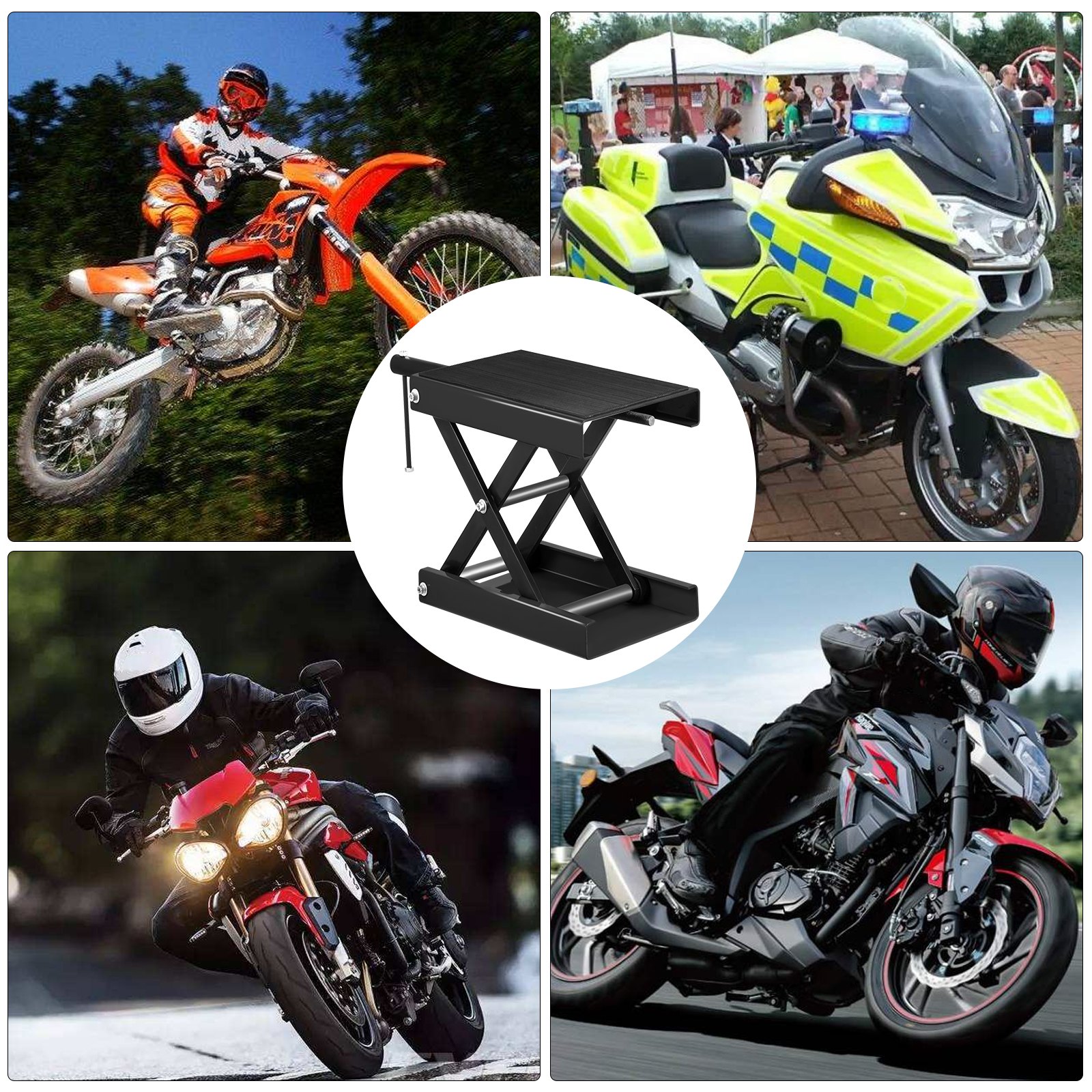 VEVOR Elevador de Tijera para Moto, Capacidad Nominal 498,95 kg Plataforma Elevadora para Motocicletas, Altura 19 - 33 cm Plataforma 36 x 22 cm Negro Elevador de Tijera para Reparación de Motocicletas