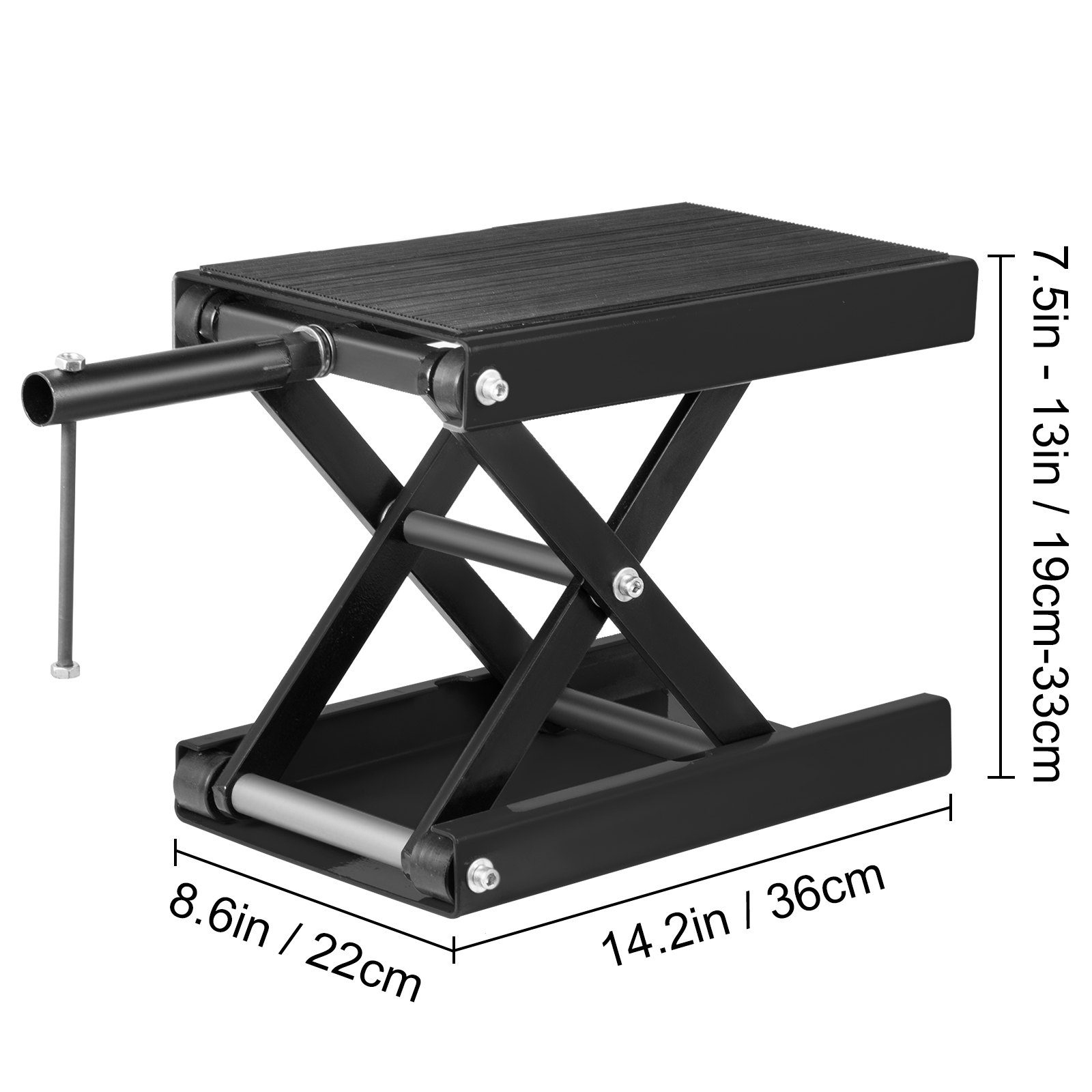 VEVOR Elevador de Tijera para Moto, Capacidad Nominal 498,95 kg Plataforma Elevadora para Motocicletas, Altura 19 - 33 cm Plataforma 36 x 22 cm Negro Elevador de Tijera para Reparación de Motocicletas
