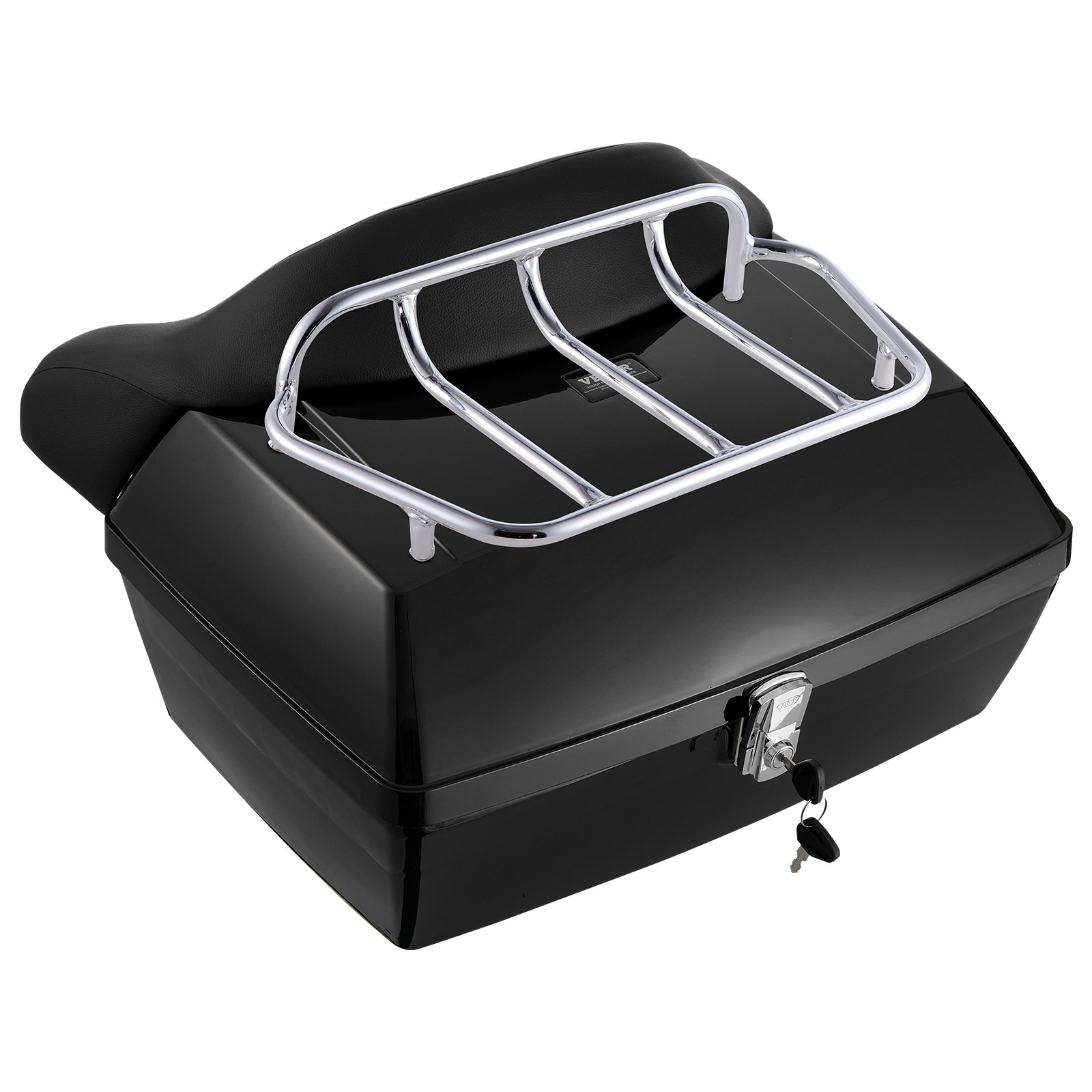VEVOR Motorcycle Top Case, 48L Universal Rear Box made of PP Material, Waterproof & Removable Motorcycle Top Box with Multi-Hole Base & Shelf, Helmet Case (565 x 500 x 380 mm)