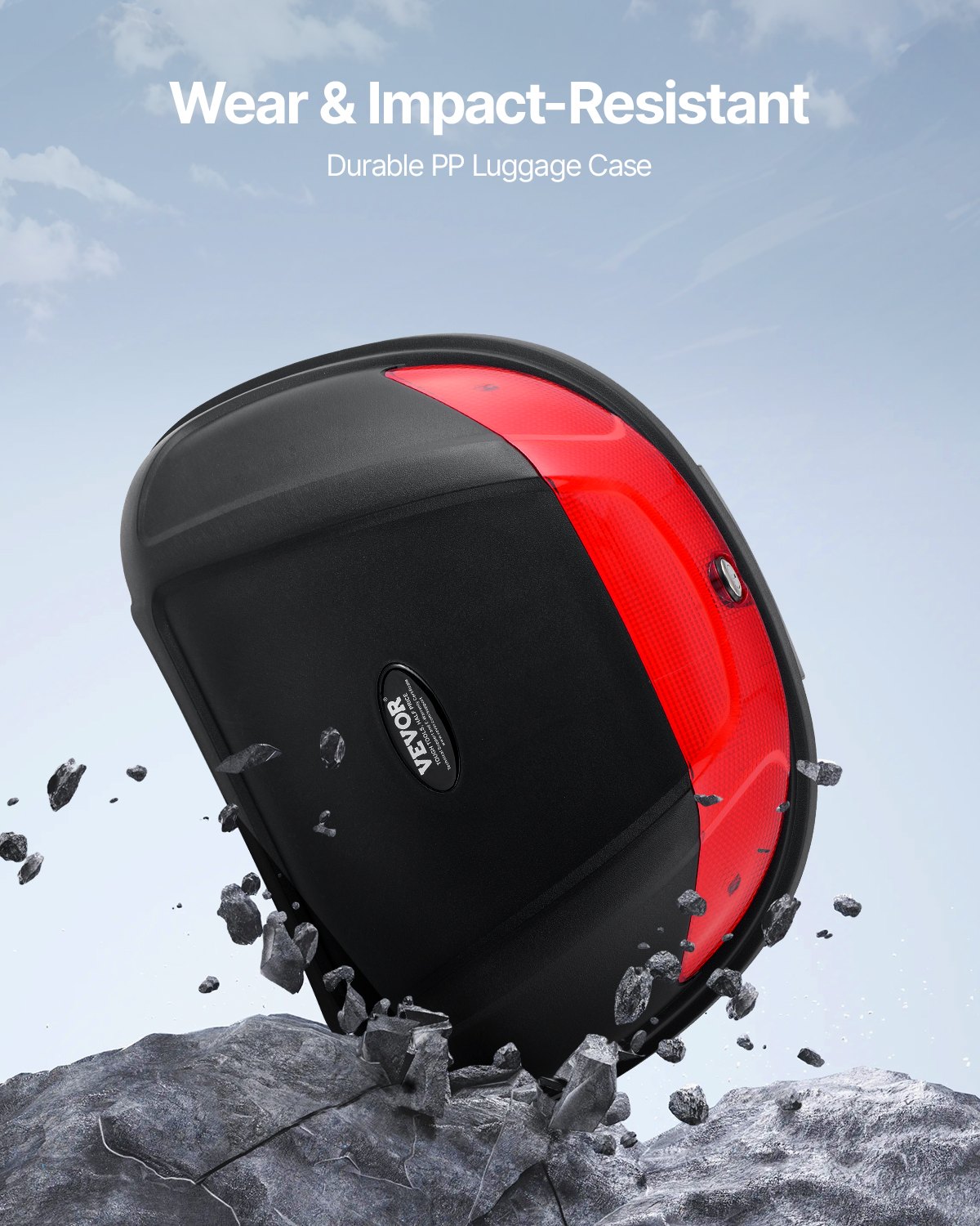 VEVOR Baúl Portacascos Universal para Motos 62 L Baúl de Moto de Material PP Maleta Portacascos Impermeable y Extraíble con Base de Múltiples Orificios Caja para Motocicleta, 605 x 430 x 305 mm