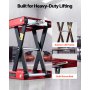 VEVOR Gato Elevador Tijera para Motocicletas 38 x 23 cm, Plataforma Elevadora Capacidad de 499 kg, Caballete para Moto Elevación de 95 a 340 mm para Talleres, Garajes Mecánicos, Rojo y Negro