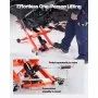 VEVOR Elevador Hidráulico de Motocicletas Capacidad de Carga de 499 kg, Plataforma Elevadora para Motocicletas con 6 Ruedas, Elevación de 120-385 mm, Soporte Estable para ATV, Talleres, Garajes