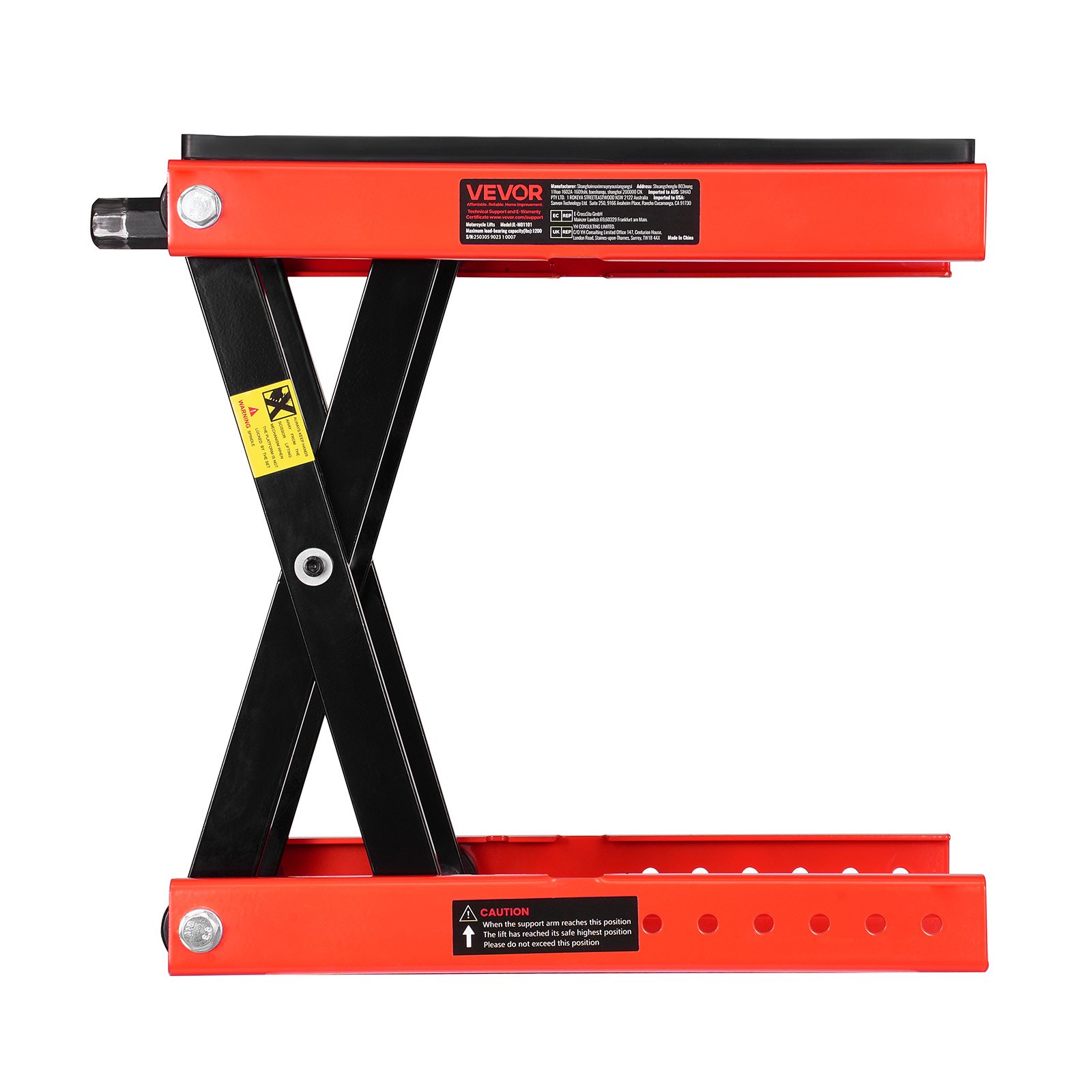 VEVOR Motorcycle Lift, 1200lbs Weight Capacity, Wide Deck Motorcycle Scissor Jack, 4.1-15 in Height Range, Heavy Duty Steel Bike Repair Center Stand with Ratchet and Crank for ATVs, Dirt Bikes