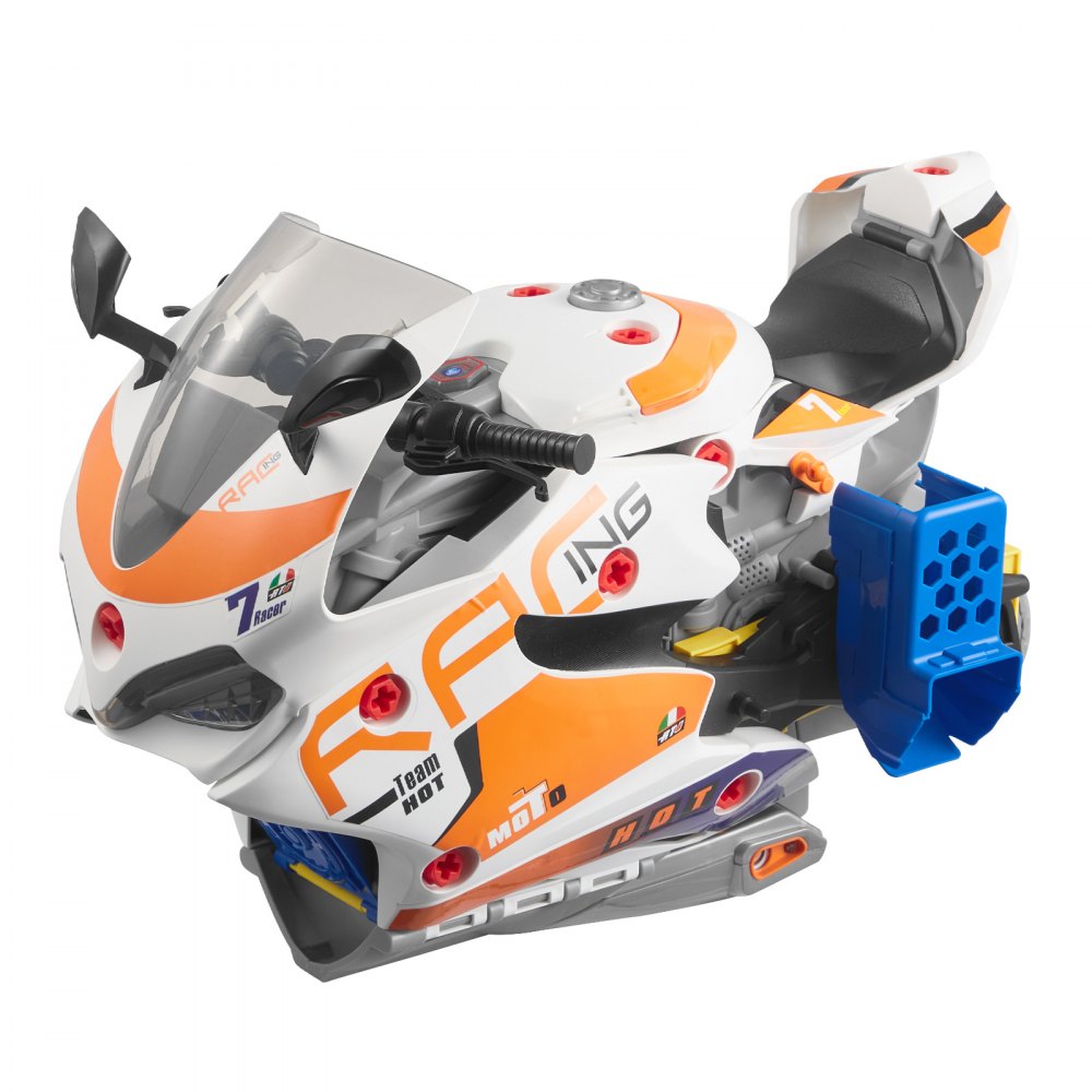 VEVOR Juguete de Motor de Motocicleta, 25 uds Mecánica de Motocicletas con Piezas Extraíbles, Luces y Sonidos, Simulación de Conducción y Carreras en Pista, a Niños a Partir de 3 Años, Amarillo