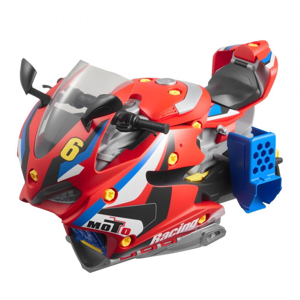 VEVOR Juguete de Motor de Motocicleta, 25 uds de Juguete Mecánico con Piezas Extraíbles, Luces y Sonidos, Simulación de Conducción y Carreras en Pista, para Niños a Partir de 3 Años, Color Rojo