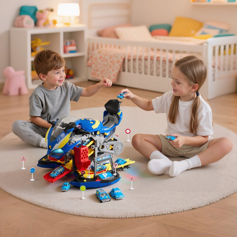VEVOR Juguete de Motor de Motocicleta, 25 uds de Mecánica de Motocicletas con Piezas Extraíbles, Luces y Sonidos, Simulación de Conducción y Carreras en Pista, para Niños a Partir de 3 Años, Azul