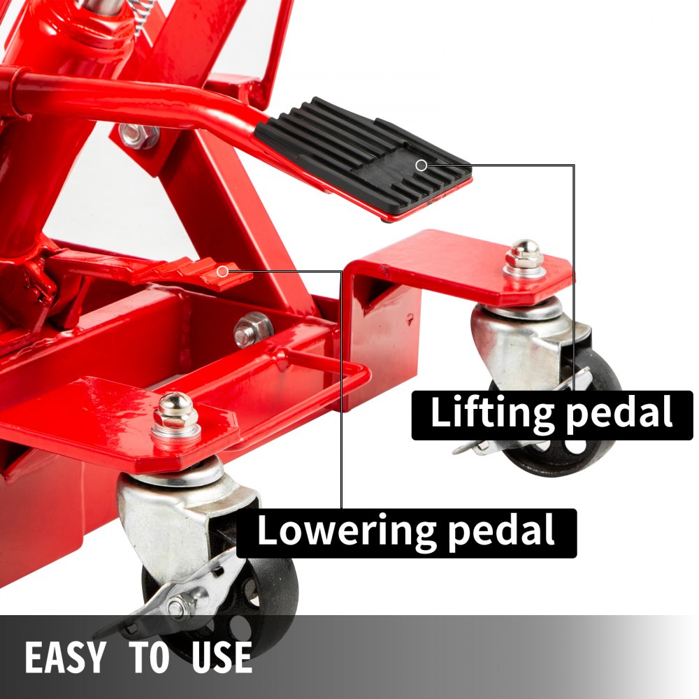 VEVOR Elevador Moto 680 kg, Plataforma Elevadora Coche 87 x 43 x 13 cm, Elevador de Motos Hidráulicos de Tijera Elevador Tijera Moto Hidráulico con Plataforma, Plataforma Mesa Elevadora Color Rojo
