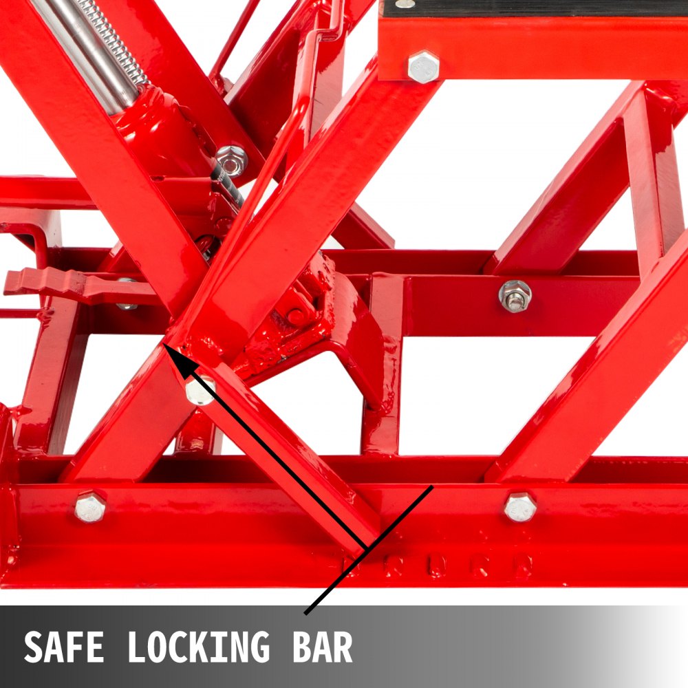 VEVOR Elevador Moto 680 kg, Plataforma Elevadora Coche 87 x 43 x 13 cm, Elevador de Motos Hidráulicos de Tijera Elevador Tijera Moto Hidráulico con Plataforma, Plataforma Mesa Elevadora Color Rojo