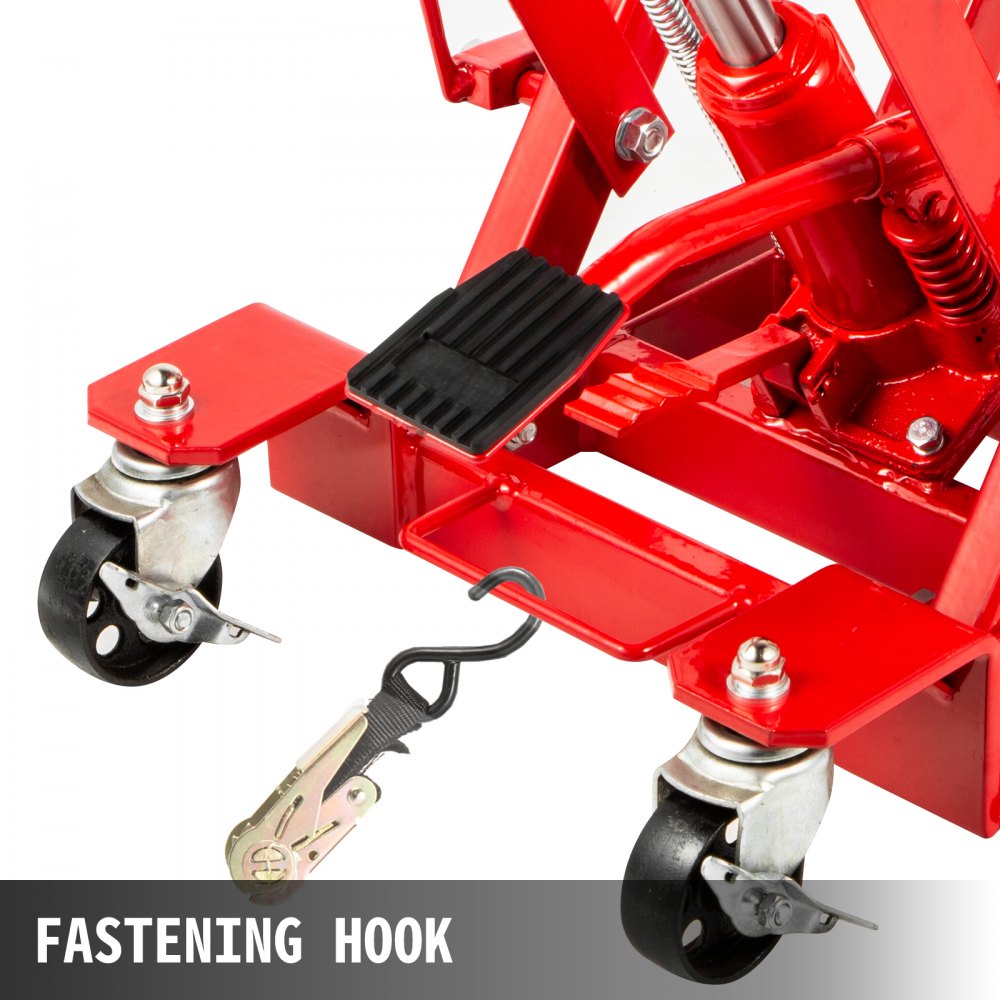 VEVOR Elevador Moto 680 kg, Plataforma Elevadora Coche 87 x 43 x 13 cm, Elevador de Motos Hidráulicos de Tijera Elevador Tijera Moto Hidráulico con Plataforma, Plataforma Mesa Elevadora Color Rojo