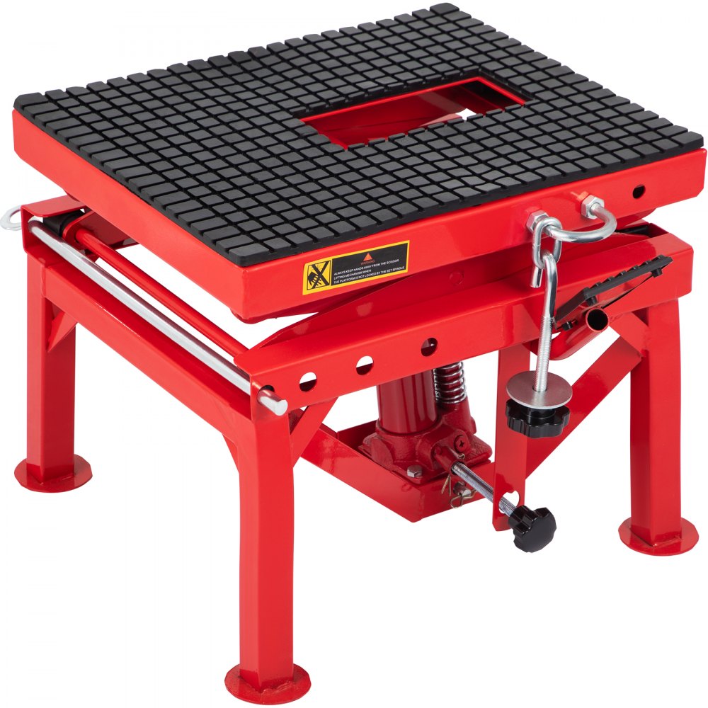 VEVOR Elevador Moto, Plataforma Elevadora Coche 136 kg, Elevador de Motos Hidráulicos de Tijera, Elevador Tijera Moto Hidráulico con Plataforma, Plataforma Mesa Elevadora Motocicletas, Roja Entera