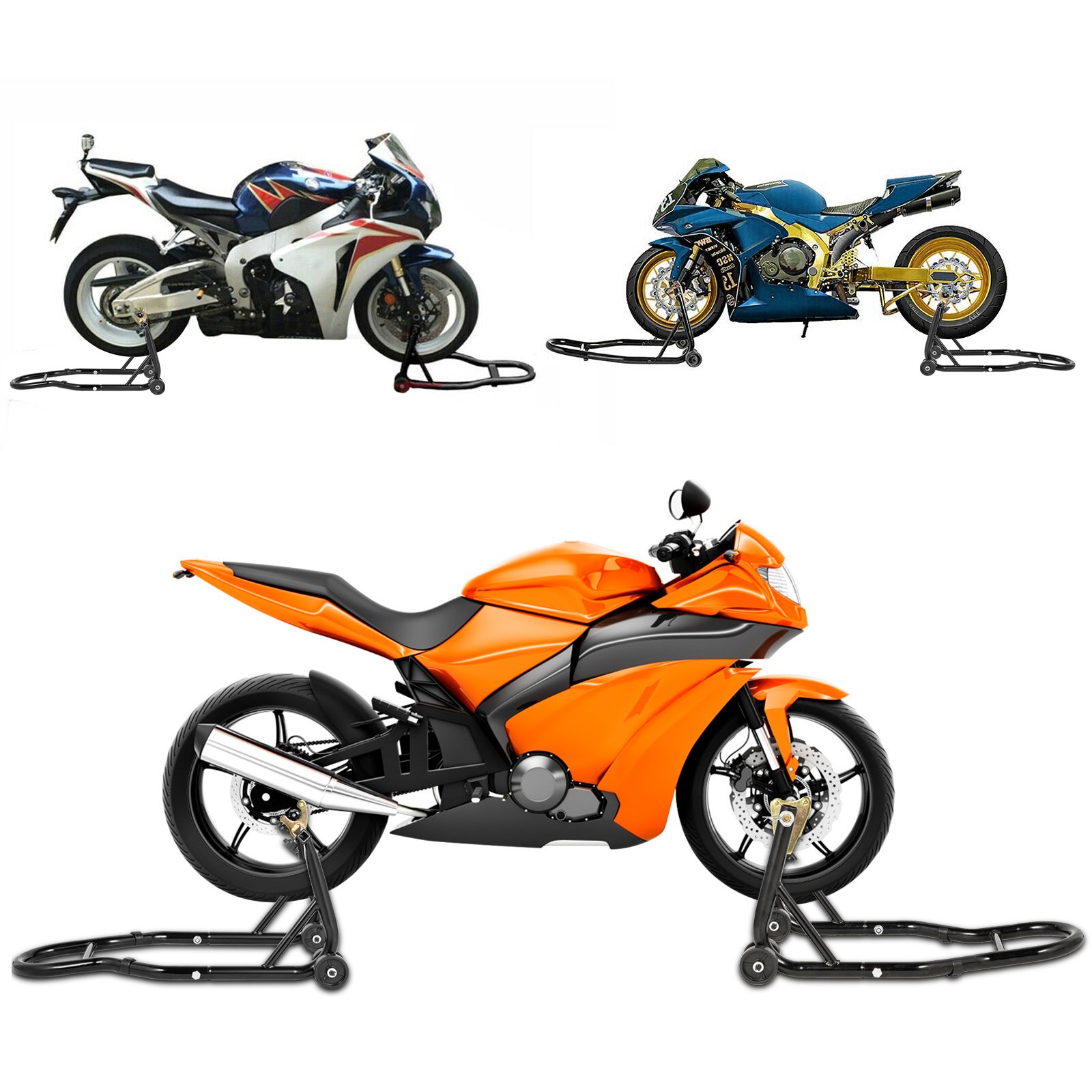 Vevor Caballete De Moto Elevador 1 Par (soporte Delantero + Trasero) 300kg Acero