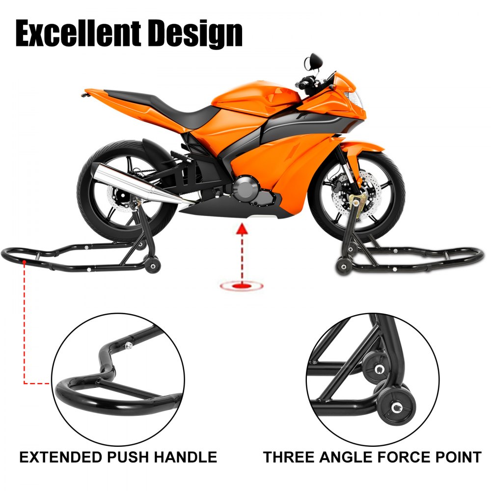 Vevor Caballete De Moto De Rueda Trasera Moto Soporte Acero Carga De 300kg Negro