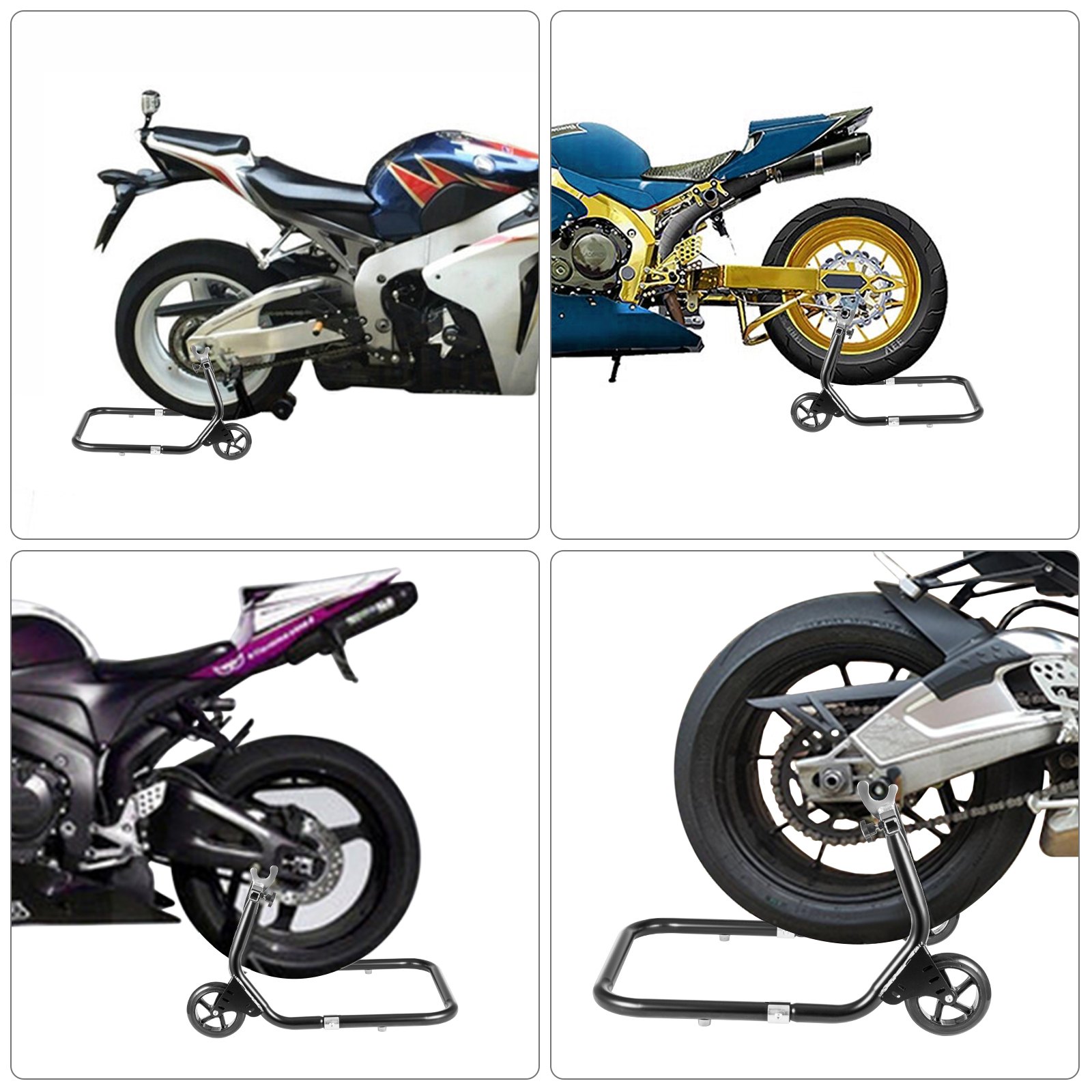 Vevor Caballete Moto Elevador Trasero Soporte Motocicleta Carga 350 Kg 4 Ruedas