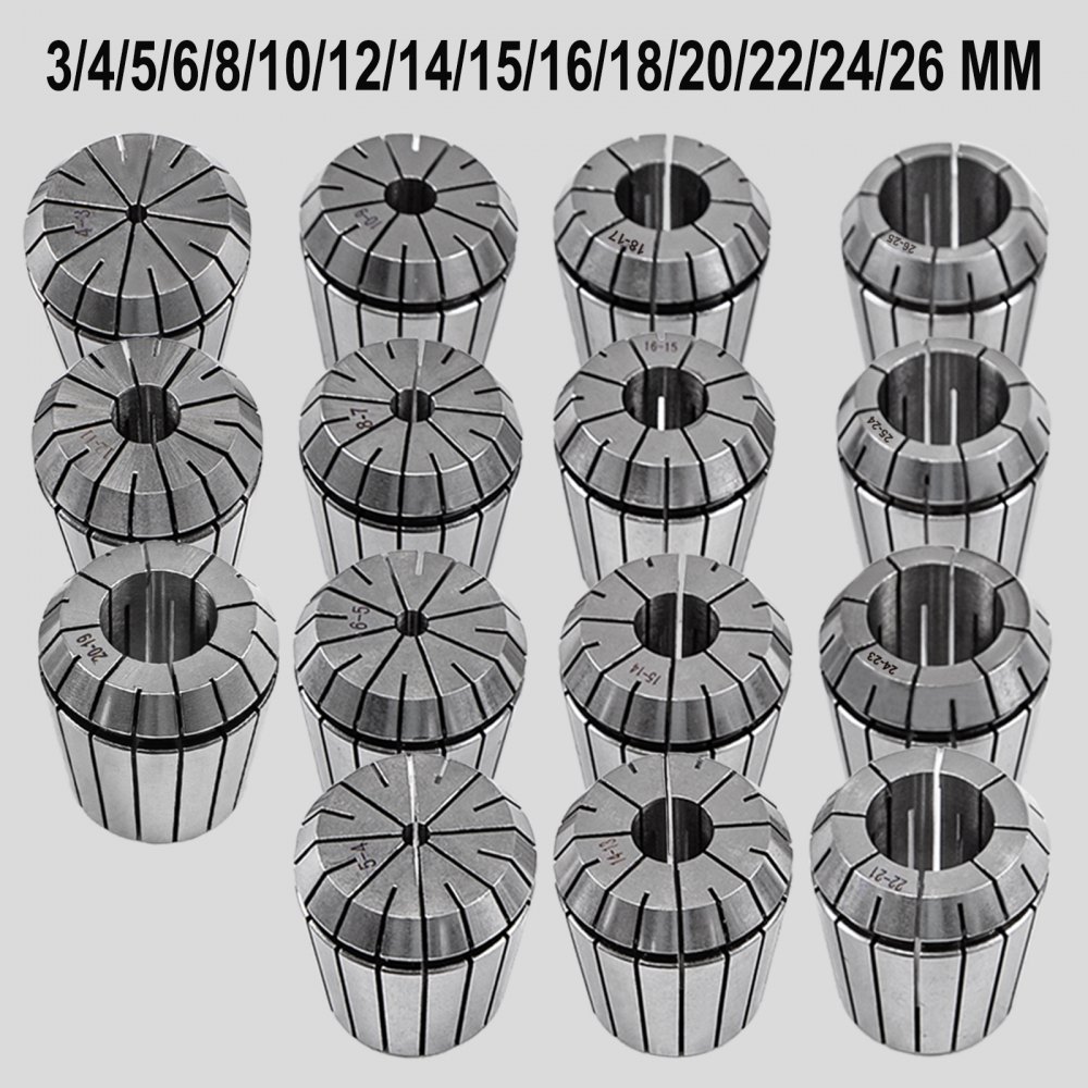 Vevor Er40 15pcs Pinza De Resorte Collet Chuck De Torno Con Portabrocas Mt3-er40