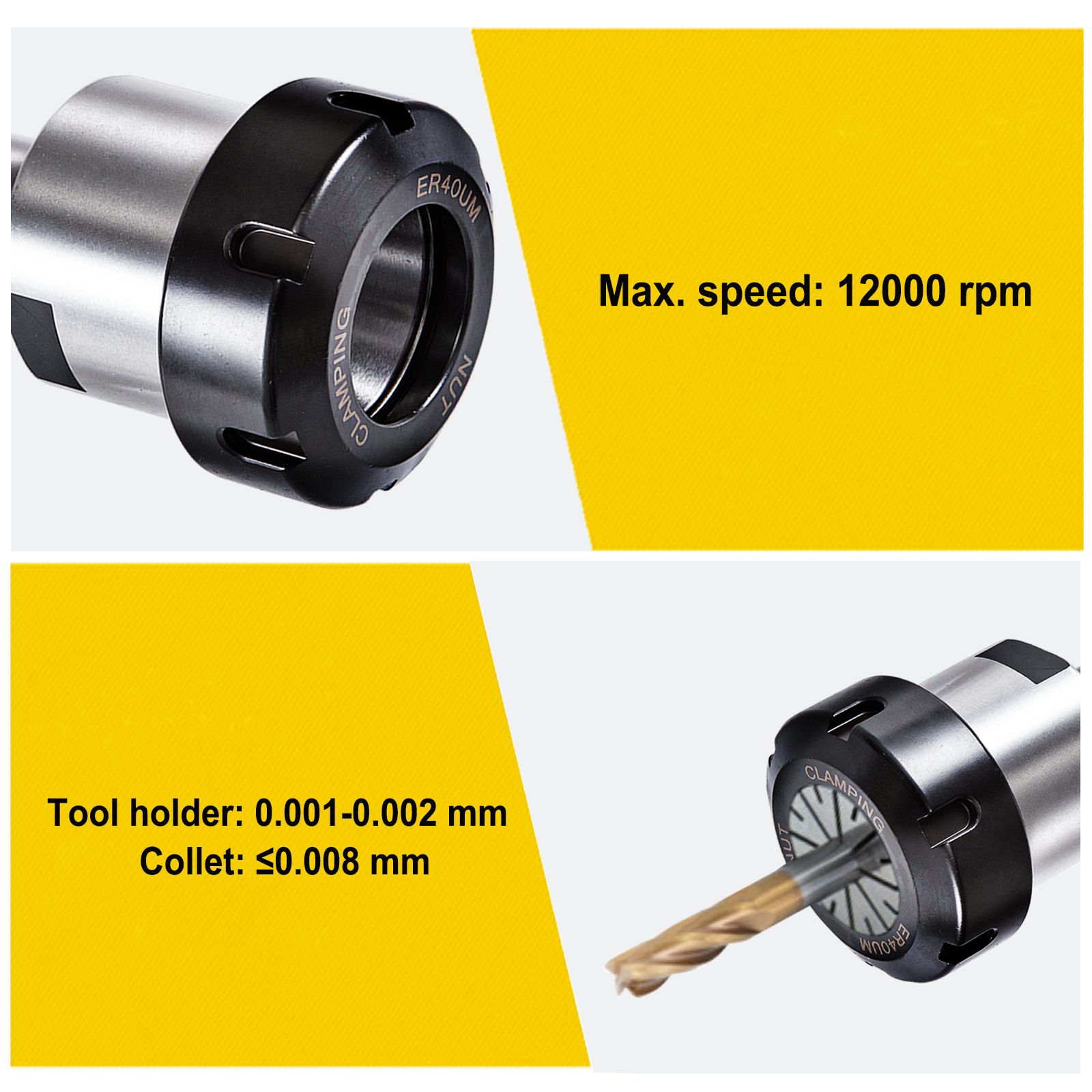 Vevor Er40 15pcs Pinza De Resorte Collet Chuck De Torno Con Portabrocas Mt3-er40