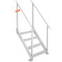 VEVOR Escalera de Muelle Altura Ajustable 75-96 cm Pontón Escalera para Barco 4 Escalones Aleación de Aluminio Carga 226 kg con Pasamanos Pedales Antideslizantes para Embarque en Barco, Piscina