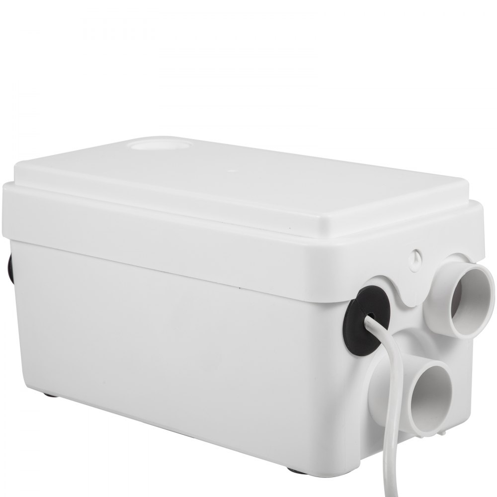 VEVOR Triturador Sanitario 250W Trituradora Sanitaria de Agua Residual 80L/min Inodoro Triturador 14x6,3x6,3" 2 Entradas (1 Cara) en Sótanos Lofts Cocinas Baños Lavabos Duchas para Eliminación de Agua