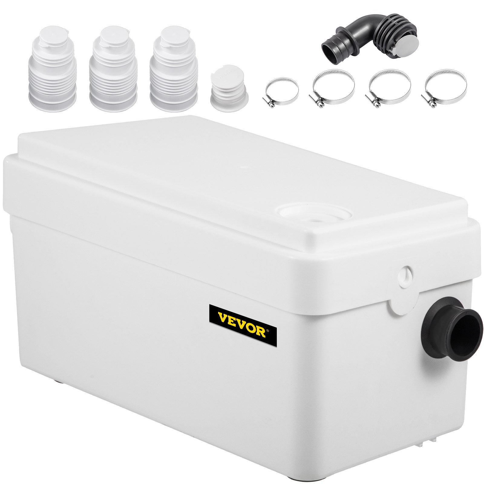 VEVOR Triturador Sanitario 250W Trituradora Sanitaria de Agua Residual 80L/min Inodoro Triturador 14x6,3x6,3" 2 Entradas (1 Cara) en Sótanos Lofts Cocinas Baños Lavabos Duchas para Eliminación de Agua