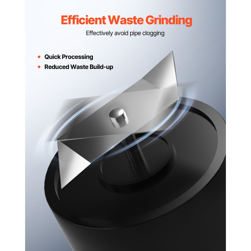 VEVOR 500 W Bomba Trituradora para Inodoro con 4 Entradas de Agua, Caudal de 29 GPM, Altura de 8 m, Máquina de Descarga Ascendente para Eliminación de Aguas Residuales para Inodoro, Lavabo y Bañera