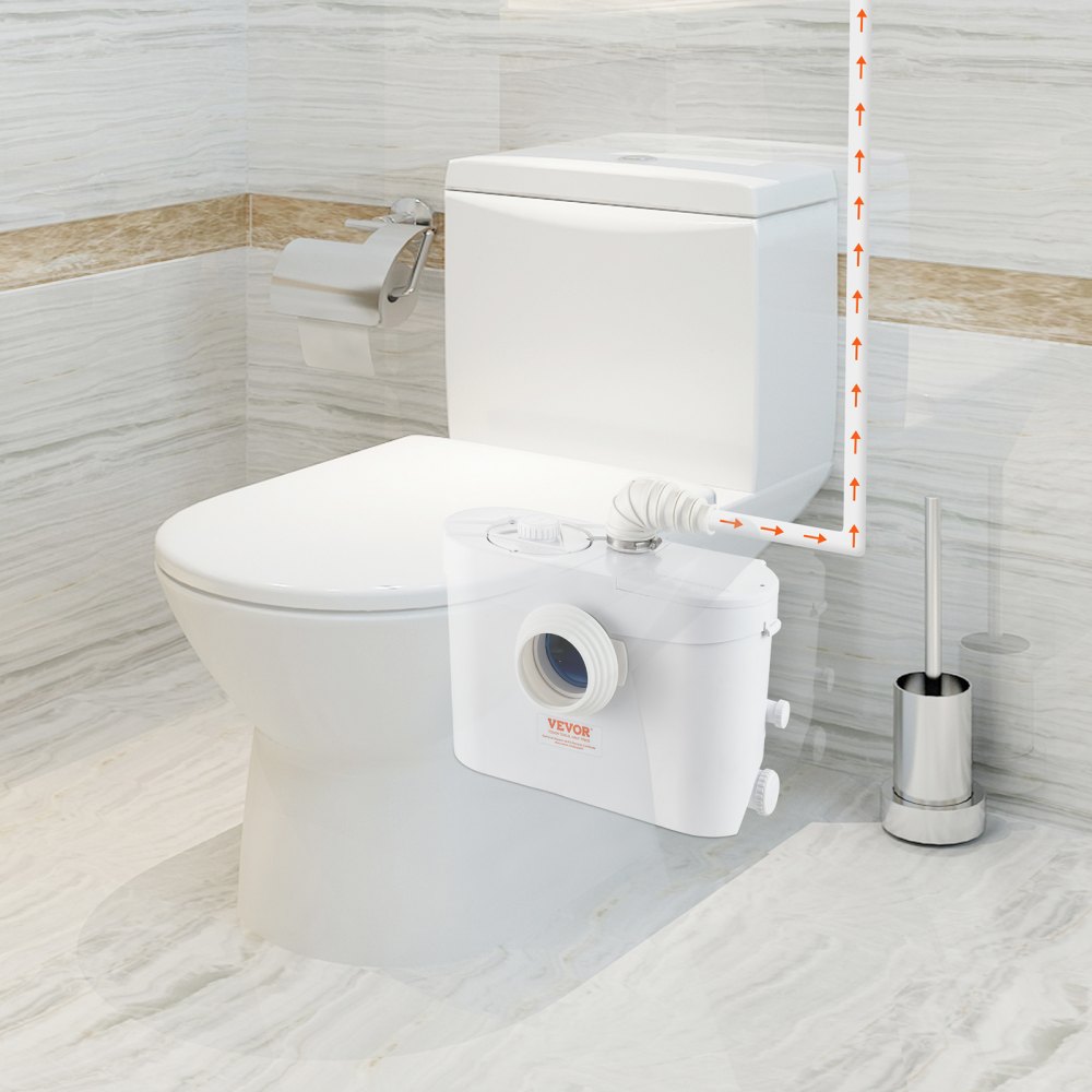 VEVOR Bomba Maceradora, 700W, Flujo 9600 L/h, Cabezal 10 m, Bomba Maceradora para Eliminación de Aguas Residuales con 3 Entradas de Agua para Inodoro, Sótano, Cocina, Fregadero, Ducha, Bañera