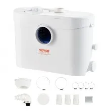 VEVOR Bomba Maceradora, 700W, Flujo 9600 L/h, Cabezal 10 m, Bomba Maceradora para Eliminación de Aguas Residuales con 3 Entradas de Agua para Inodoro, Sótano, Cocina, Fregadero, Ducha, Bañera