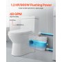 VEVOR 900 W Bomba Trituradora para Inodoro con 4 Entradas de Agua, Caudal de 48 GPM, Altura de 12 m, Máquina de Descarga Ascendente para Eliminación de Aguas Residuales para Inodoro, Lavabo y Bañera