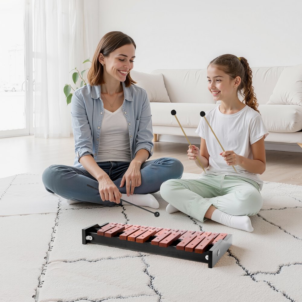 VEVOR Xilófono Glockenspiel 25 Notas, Instrumento de Percusión Profesional de Madera, con 4 Mazos y Bolsa de Transporte, para Aprender Música, Practicar e Interpretar Canciones Pop, Amplio Rango