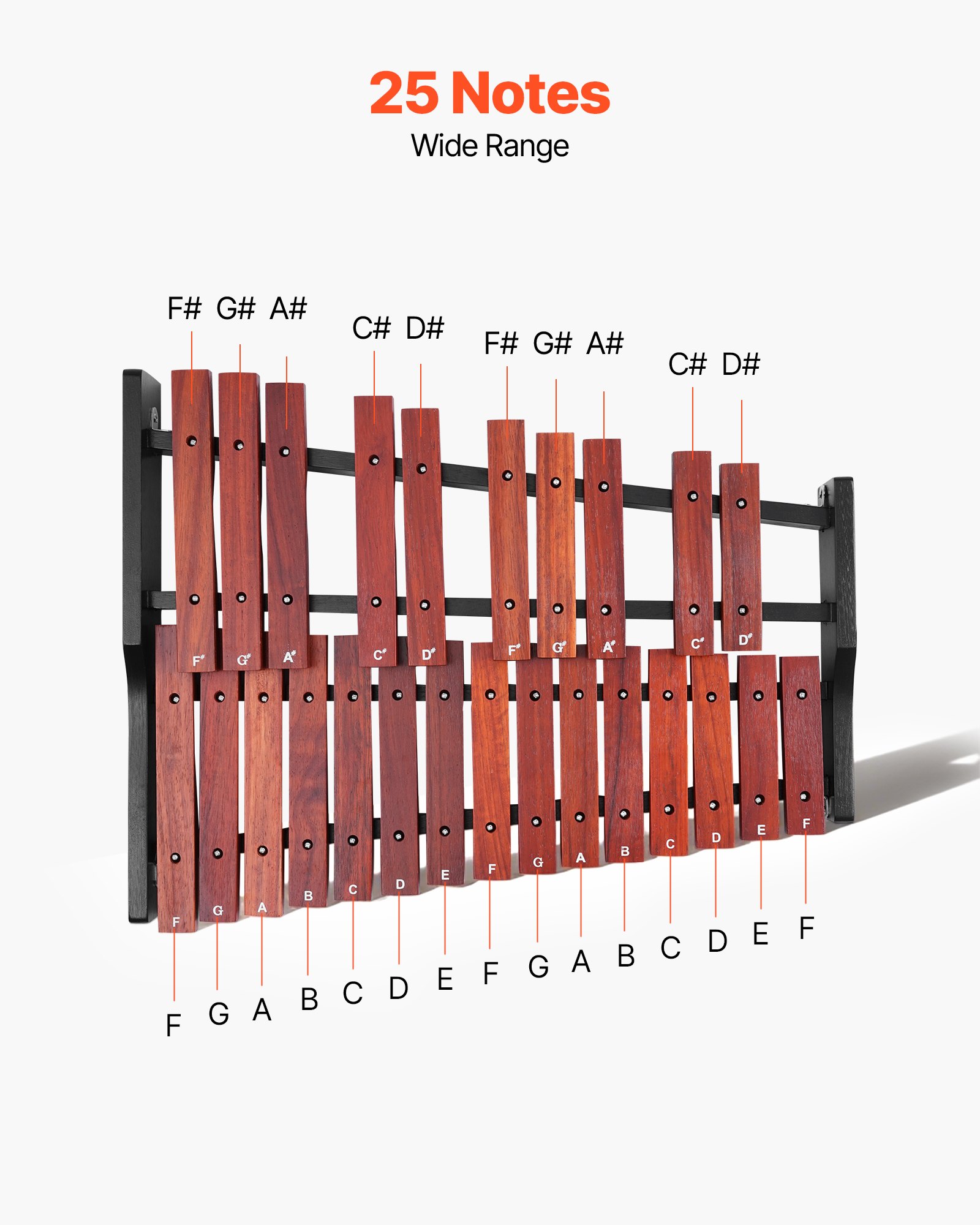 VEVOR Xilófono Glockenspiel 25 Notas, Instrumento de Percusión Profesional de Madera, con 4 Mazos y Bolsa de Transporte, para Aprender Música, Practicar e Interpretar Canciones Pop, Amplio Rango