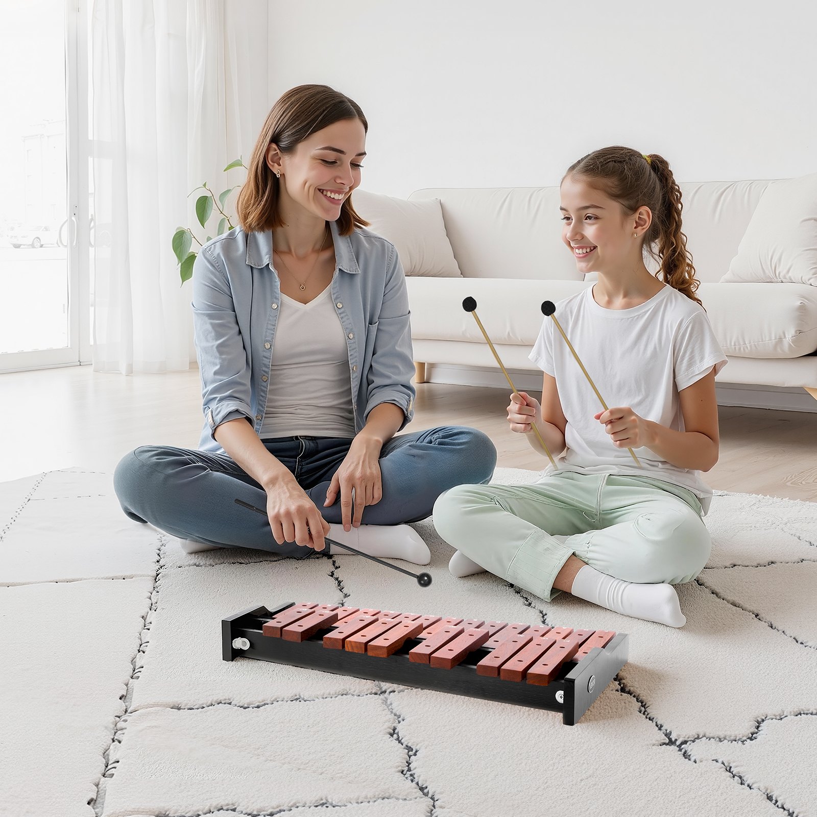 VEVOR Xilófono Glockenspiel 25 Notas, Instrumento de Percusión Profesional de Madera, con 4 Mazos y Bolsa de Transporte, para Aprender Música, Practicar e Interpretar Canciones Pop, Amplio Rango