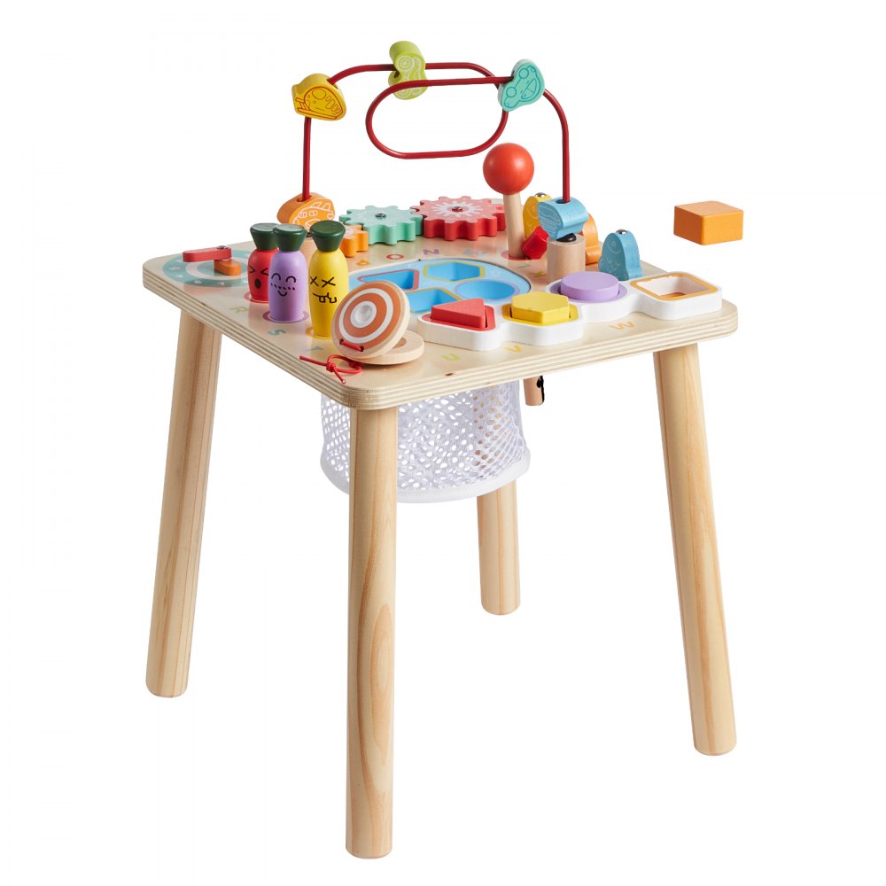 VEVOR Mesa de Actividades Montessori 8 en 1, Mesa de Aprendizaje Sensorial de Madera con Xilófono, Engranajes, Motricidad Fina, Juguetes Interactivos de Desarrollo, para Bebé Niños Más de 6 Meses