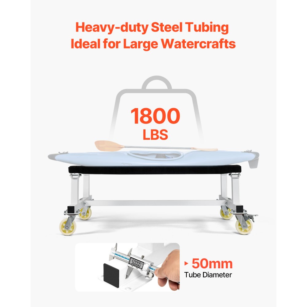 VEVOR Plataforma Rodante para Moto Acuática de 1325 x 850 x 510 mm, Carga de 816 kg, Soporte para Moto de Agua, Carrito PWC con 4 Ruedas y 2 Frenos para Mover Motos de Agua, Kayaks, Lanchas Rápidas