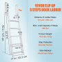 VEVOR Dock Ladder, Foldable, 5 Steps, 158 kg, Aluminum Pontoon Boat Ladder with Wide Step and Non-Slip Rungs, Floating Step Ladder for Boarding Ships/Lakes/Pools/at Sea