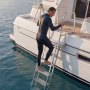 VEVOR Flip-Up Dock Ladder, 6-Step, Heavy-Duty Aluminum Alloy Pontoon Boat Swim Ladder, with Non-Slip Wide Steps, 159 kg Weight Capacity, Pull Rope Assist, Comfort Use for Lake Pool Marine Boarding