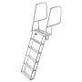 VEVOR Flip-Up Dock Ladder, 6-Step, Heavy-Duty Aluminum Alloy Pontoon Boat Swim Ladder, with Non-Slip Wide Steps, 159 kg Weight Capacity, Pull Rope Assist, Comfort Use for Lake Pool Marine Boarding
