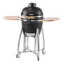 VEVOR Ahumador y Parrilla de Carbón, Parrilla de Cerámica Móvil con 4 Euedas, Termómetro Integrado, Rejillas de Ventilación y Estante Lateral para Cocinar al Aire Libre en el Patio, 1150 x 690 x 1120 mm
