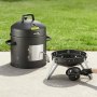 VEVOR Charcoal Smoker, 406mm Vertical Charcoal BBQ Grill, Coated Steel Barbecue Smoker with 2 Grilling Grates, Thermometer, Air Vents & Removable Ash Tray, Ideal for Backyard Patio Parties Cooking