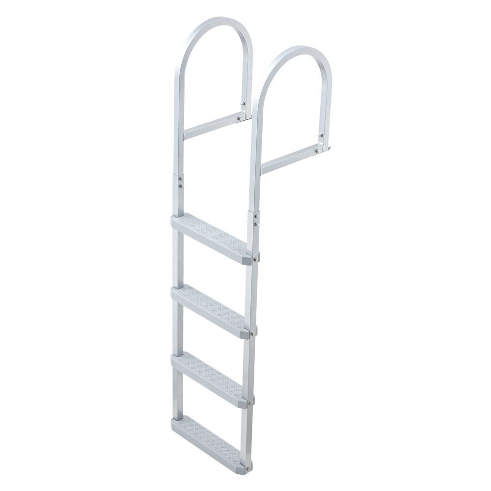 VEVOR Escalera de Muelle Desmontable de Aleación de Aluminio con 4 Peldaños Antideslizantes de PP, Escalera de Pontón con Pasamanos, Soporta 227 kg, Uso en Embarcaciones Piscinas Lago Barcos Natación